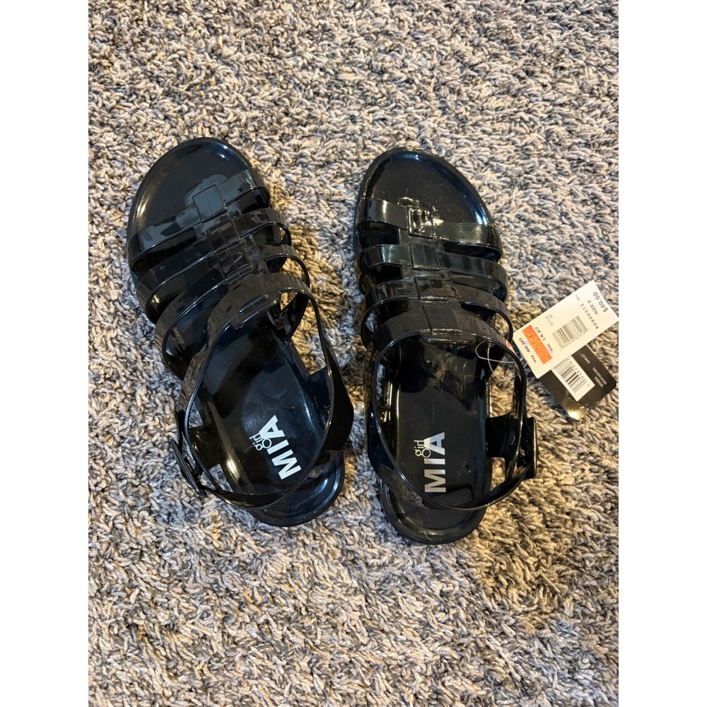 MIA Girl Sarlet Black Jelly Sandals Cage Strappy Lug Sole Women 8 GS1614501MG